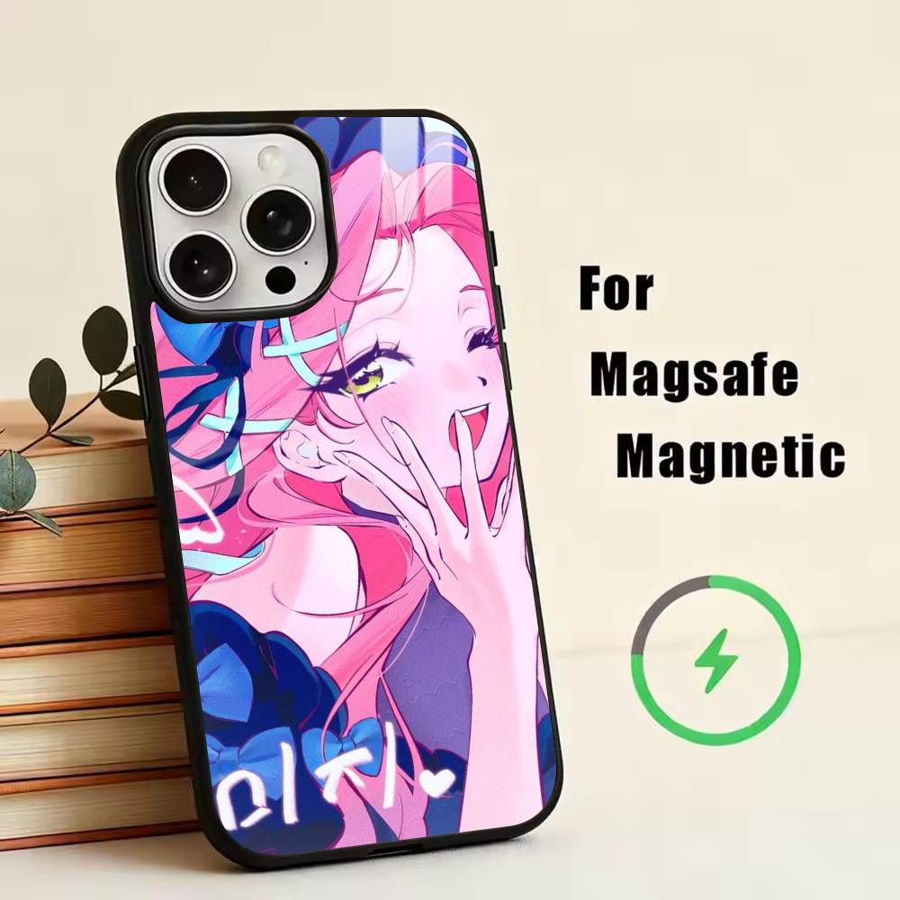 A-Аниме Девушка Чехол Для Телефона Для iPhone17,16,15,14,13,12,11 Plus,Pro Магнитный Для Magsafe Беспроводной Зарядки