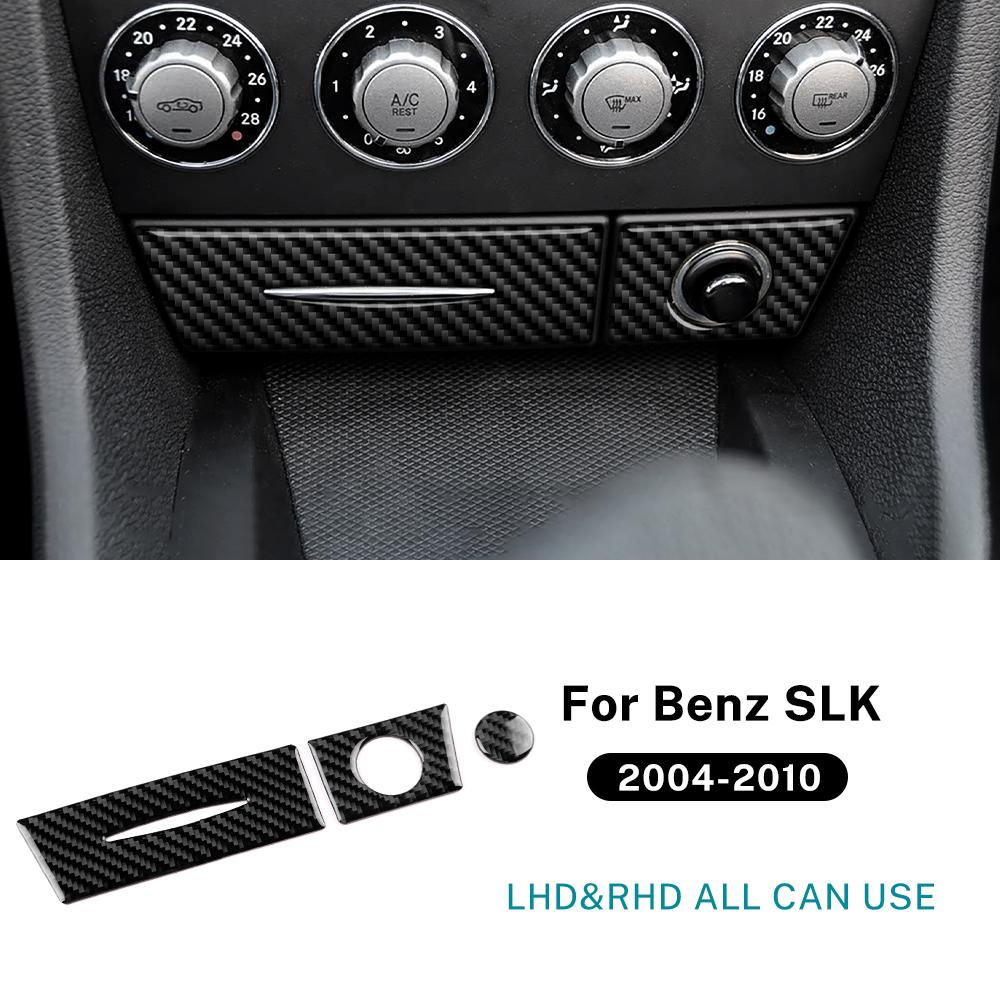 Нижняя панель для хранения в кондиционере автомобиля для Mercedes Benz SLK R171 2004 2005 2006 2007 2008 2009 2010 Наклейка-отделка из настоящего мягкого углеродного волокна