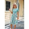 Summer Women's Dress New Round Neck Splicing Printed Short Sleeve Swing Dresses