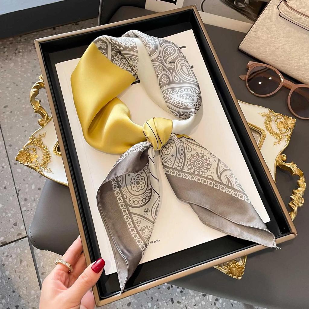 70 Silk Scarf: High-End Korean Style, Versatile Professional Imitation Silk, Retro Printed Women's Scarf