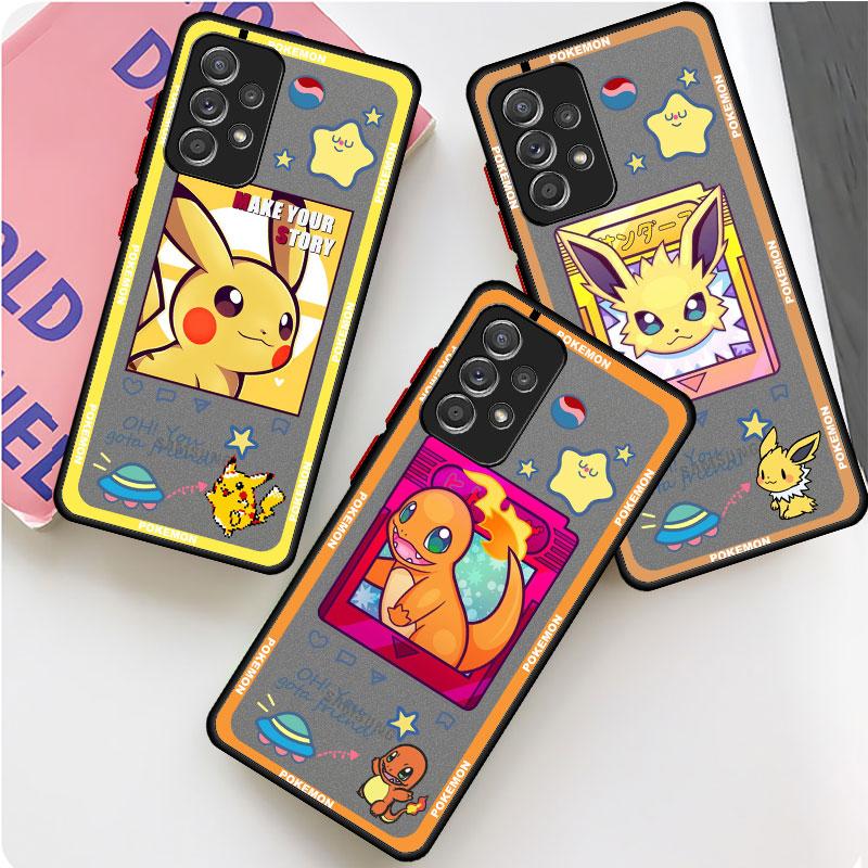 Pokemon Pikachu Cute Matte Case For Samsung Galaxy A52 A12 A51 A32 A21s A71 A32 5G A12 A22 A53 A70 A50 A30 Hard Phone Shell