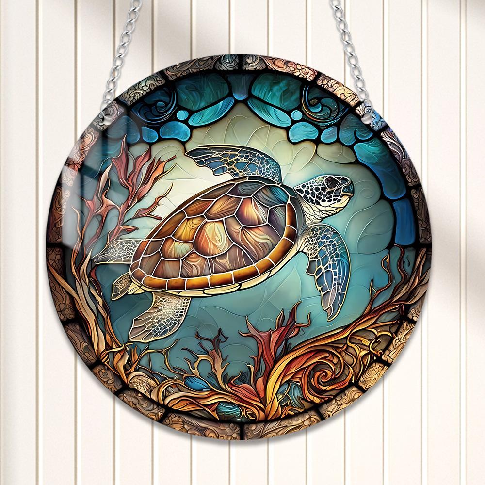 1pc Tree of Life Turtle Butterfly Dragonfly Acrylic Home Wall Decoration Chain Pendant Pendant