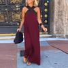 Women Evening Dress Cross Neck Off Shoulder Backless Robe Dress Solid Color Loose Maxi Dress for Beach Party Prom Vacation