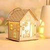 New Christmas LED Light Wood House Cute Christmas Tree Hanging Ornaments Holiday Decoration Home Decoration Accessories