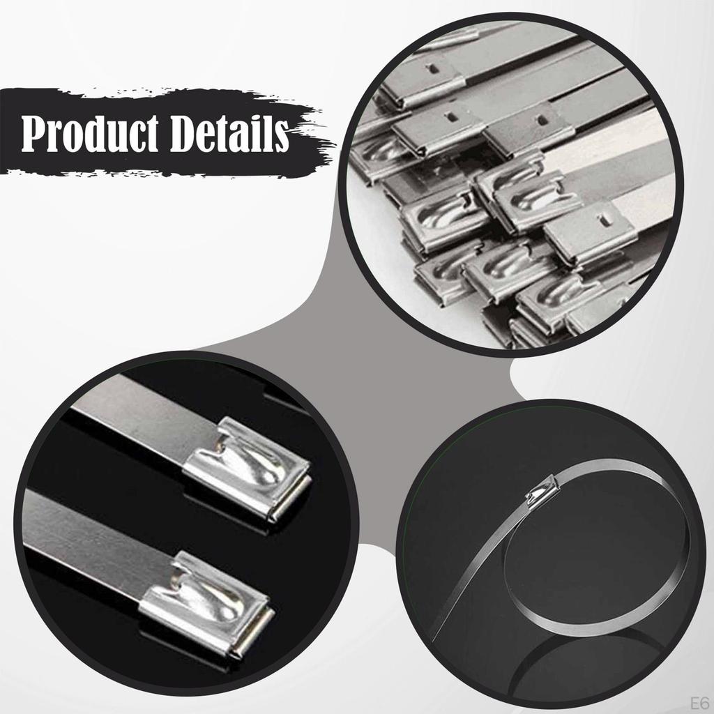 100 Pieces Metal Zip Ties Self Locking Easy Installation Fixed Fasteners Cable Binding Tools