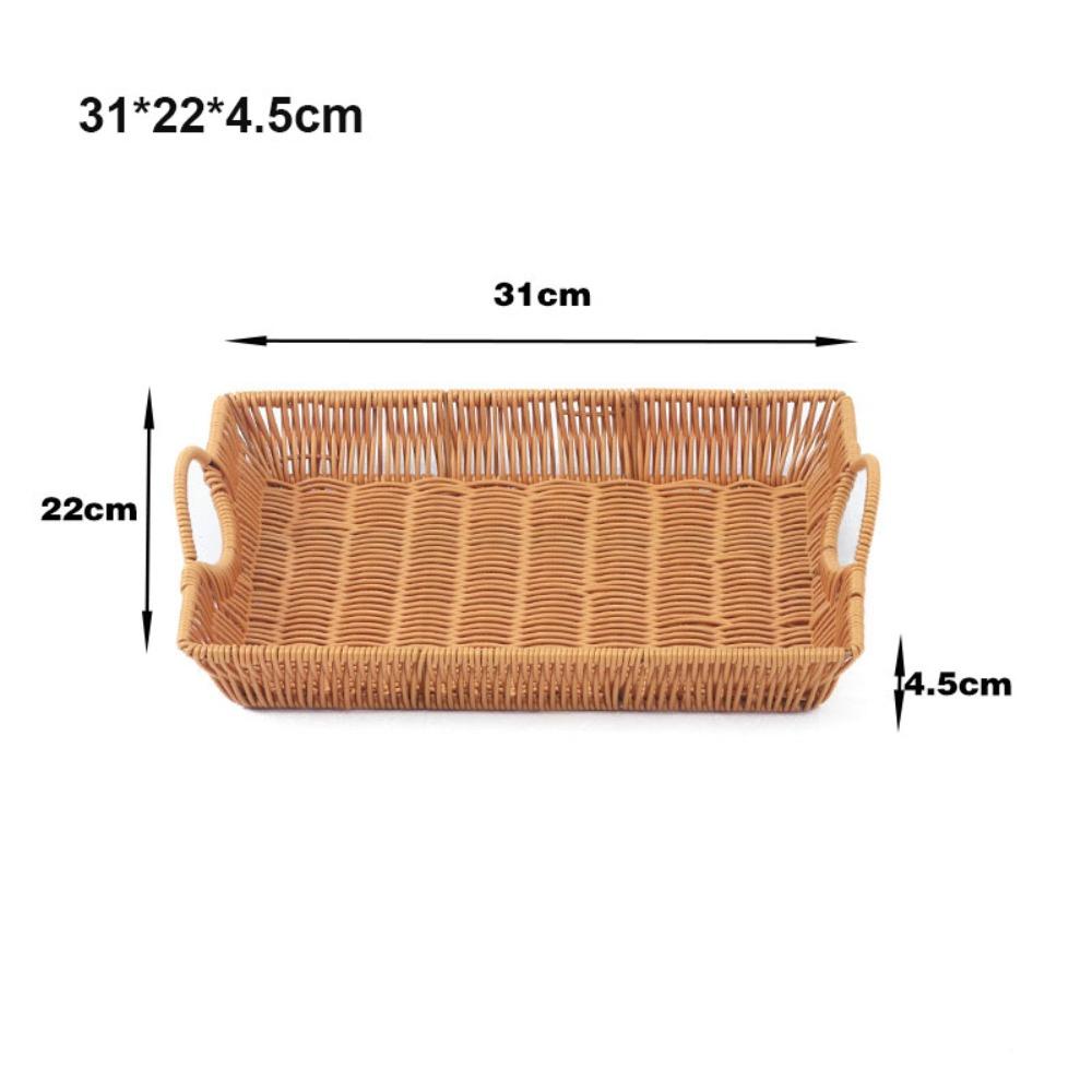 Hardness Rattan Wicker Woven Serving Baskets Khaki Restaurant Serving Tabletop Display
