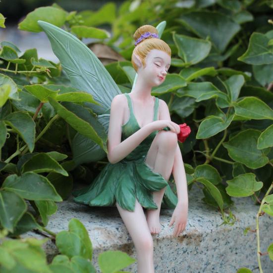 Фигурка Феи цветов Юшэн, расписанная, сидящая, статуэтка феи, садовая скульптура феи для украшения комнатных и уличных кашпо, бонсай