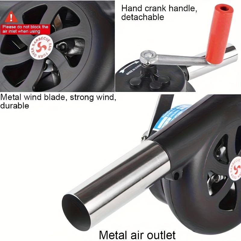 Portable Hand Crank BBQ Blower Fan , Ergonomic Air Blower with Detachable Handle, Compact Lightweight Design for Grill
