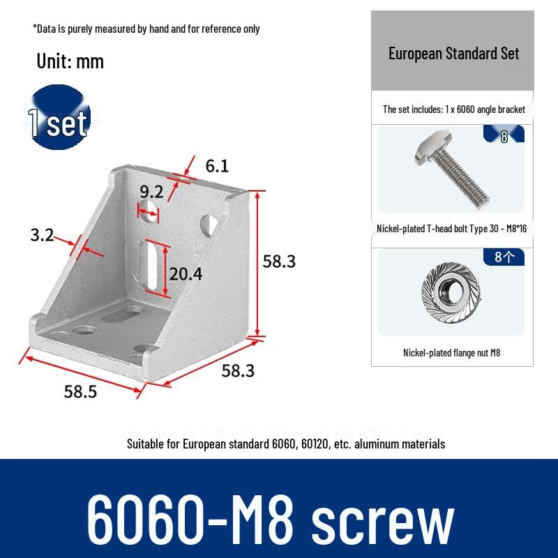 Алюминиевый угловой соединитель 90° для профилей 4040/2020/3030