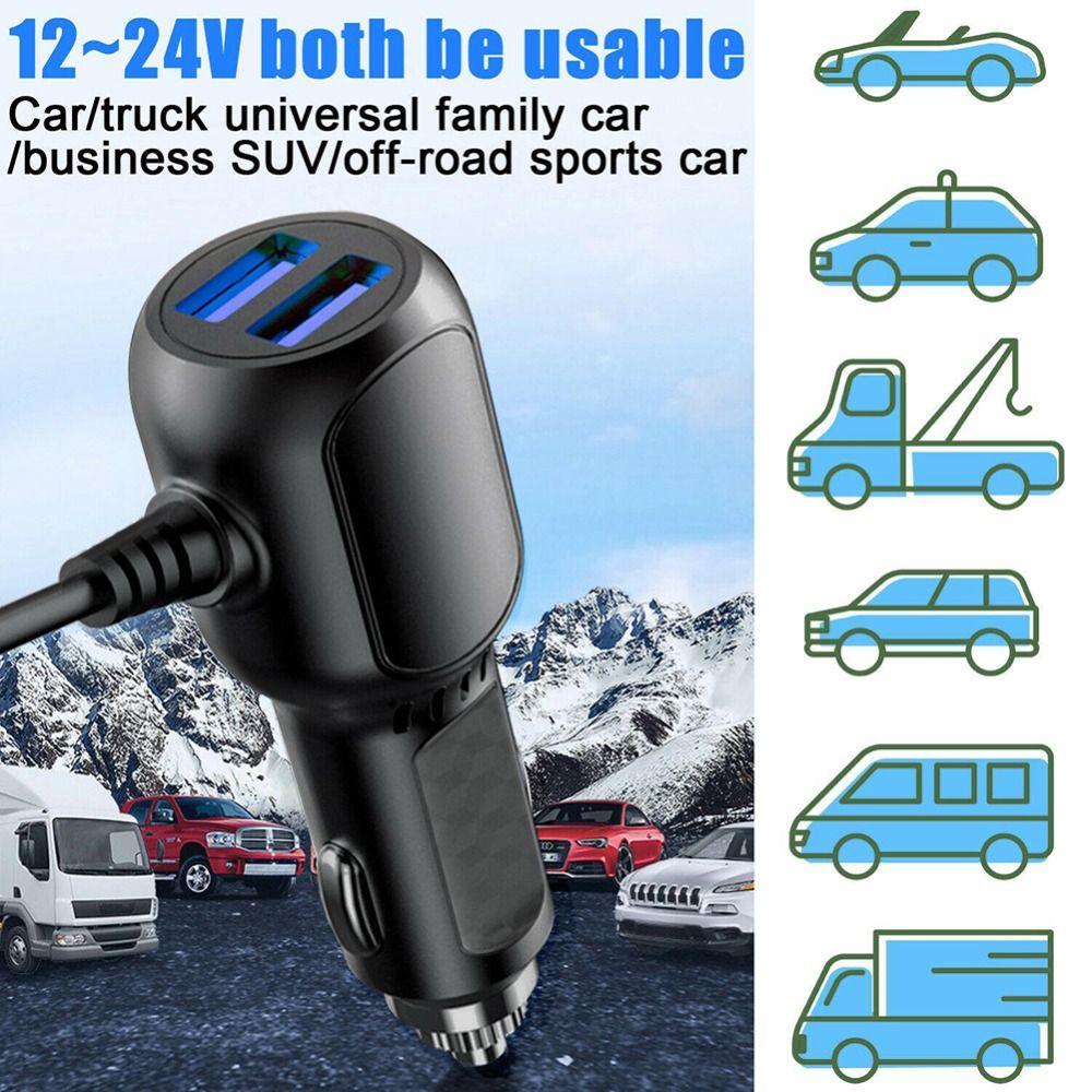 Power Cord Car Cigarette Lighter Dual USB Dash Cam Charger Mini DVR Charging Cable GPS