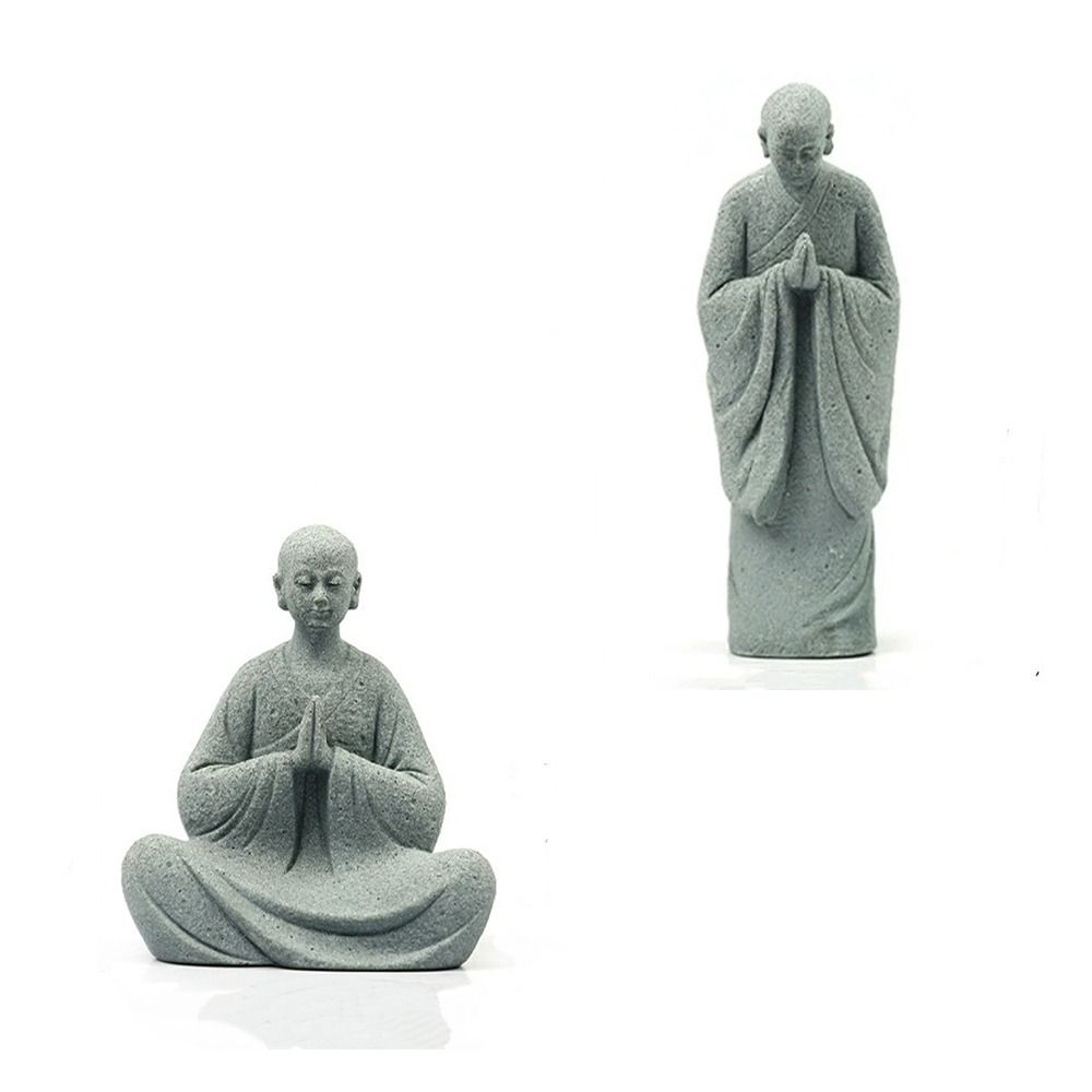 Micro-Landscape Meditation Monks Figurine Resin Funny Zen-Themed Decoration Desk Home Prayer Monks Statues