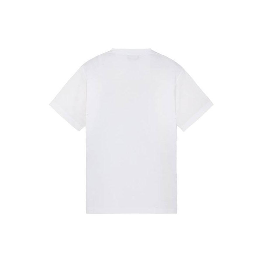 STONE ISLAND Однотонная футболка с круглым вырезом и короткими рукавами Мужские топы Белый 80152NS84-V0001