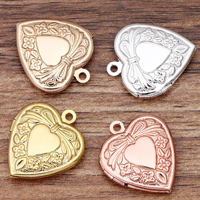 Металл Латунь Сердцевидный Кулон-Шарм Локет для Фотографии Сделай Сам Изготовление Ожерелья
