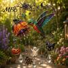 Whimsical Bat And Black Cat Decor Halloween Acrylic Wind Chime Pendant, Crystal Suncatcher Hanging Ornaments, Decorative Luminous Pumpkin Porch