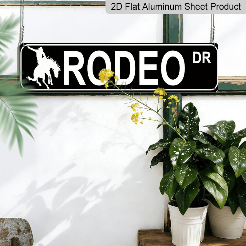 15.7×3.94inch ""RODEO DR"" Metal Sign - Vintage Aluminum decorative sign - Water-proof & Dust-proof - For Home, Restaurant, Bar, Cafe, Garage Decor