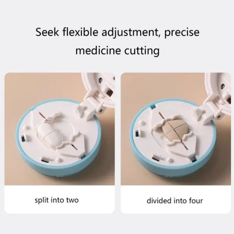 Портативная коробка для таблеток с резаками, маленькие твердые таблетки или большие таблетки, органайзер для хранения в полчетверти