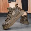 Brand Sneakers Casual Shoes for Men Leather Boots Comfortable Flat Soled High Top Mid Lace Up Fashion Male Footwear Winter New