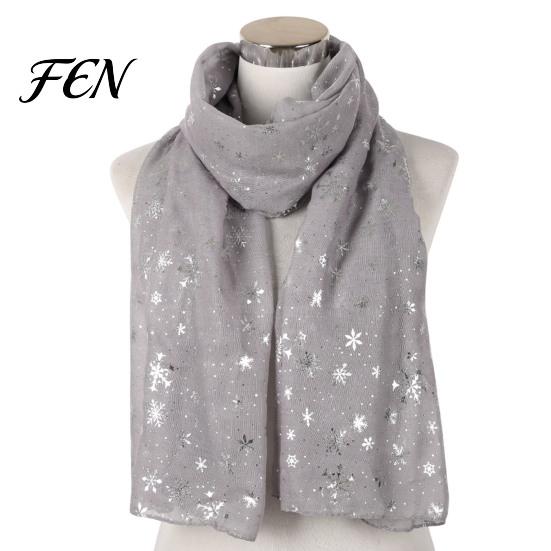 Versatile Winter Shawl Glitter Sparkly Foil Snowflake Print Scarf for Women, Christmas Polka Dot Wrap Theme Wrap, Fall Lightweight Soft Cozy Party