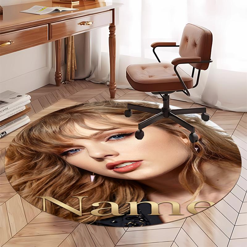 Custom Name Taylor Printed Round Rug Carpet Chair Rug Area Rug Entryway Doormats,for Office Chair Living Room Bedroom Kitchen Room.