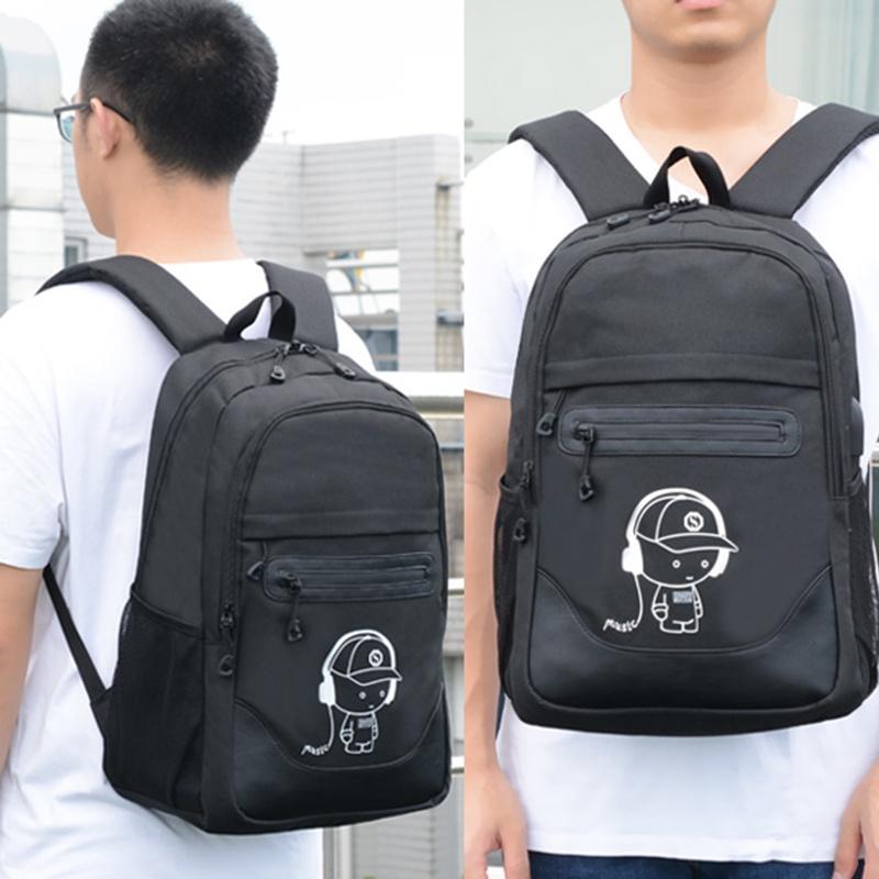 Милый мультяшный рюкзак для ноутбука с принтом, светящийся в темноте, водонепроницаемый, с USB-зарядкой