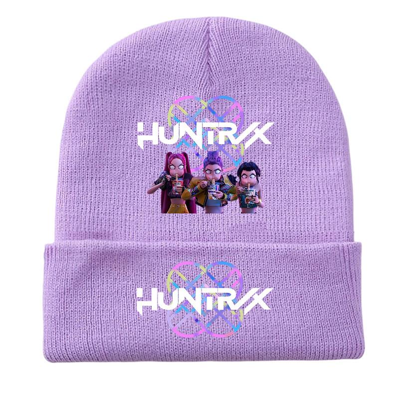 Kids Boys Girls Demon Hunters Derpy Rumi Zoey Mira Printed Knitted Hat Thread Velvet Cap Autumn Winter Warm Knitted Hat