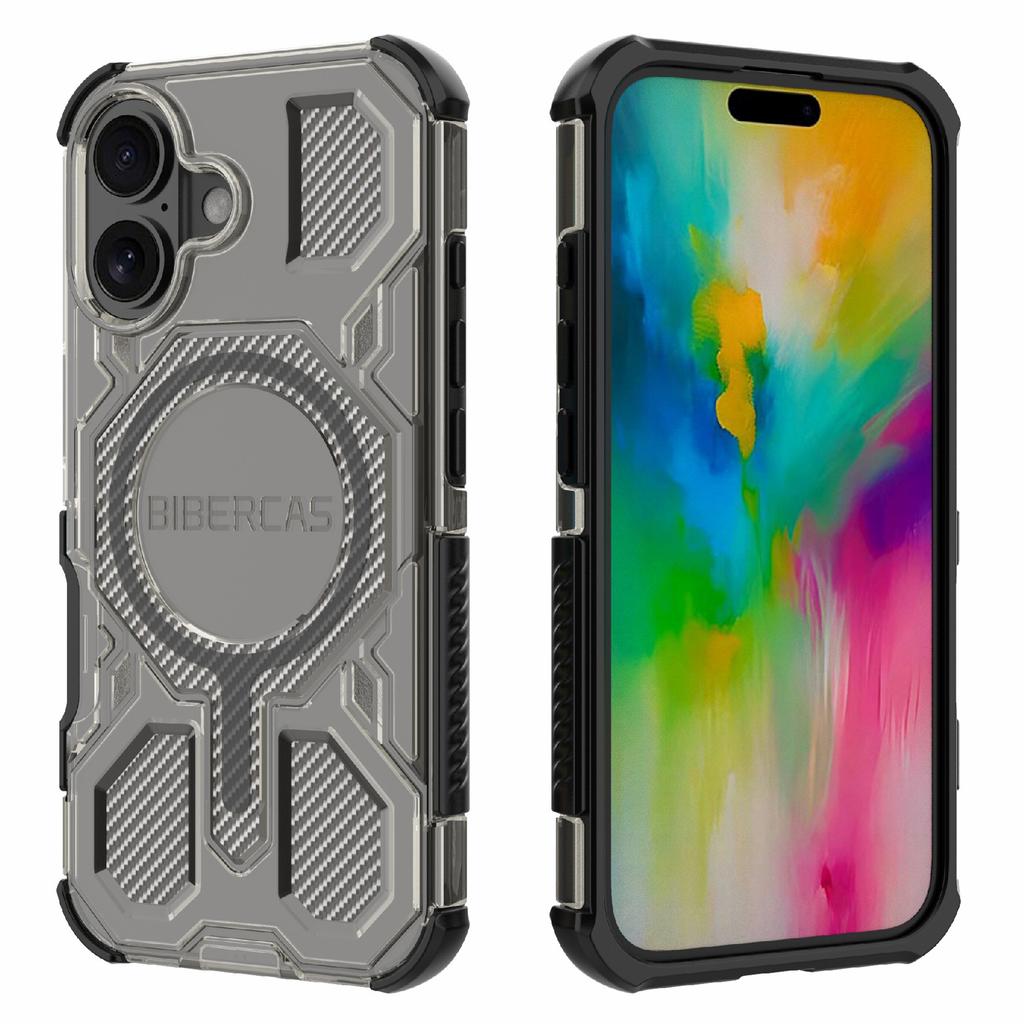 BIBERCAS J-16 Transparent Series For iPhone 16 Case Compatible with MagSafe TPU+PC Phone Cover