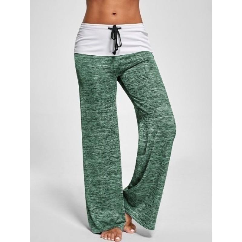 Женские штаны для йоги Block Wide Leg, свободные длинные брюки со средней талией, большие размеры