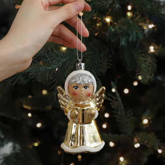 Рождественское подвесное украшение Блестящий ангел Санта-Клаус Орнамент Легкое рождественское украшение с петлей для подвешивания для украшения рождественской елки, двери, каминной полки