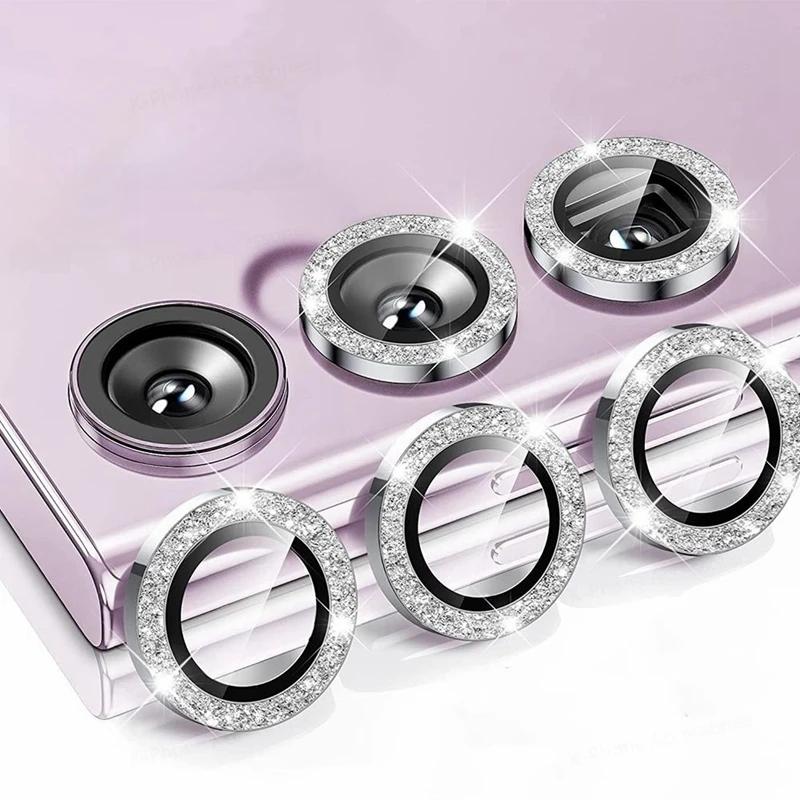 Защитное стекло с бриллиантами для Samsung Galaxy S24 Ultra S23 FE S22 Ultra A15 A25 A35 A55 A34 A14 A24 A54, металлический чехол с кольцом для объектива камеры