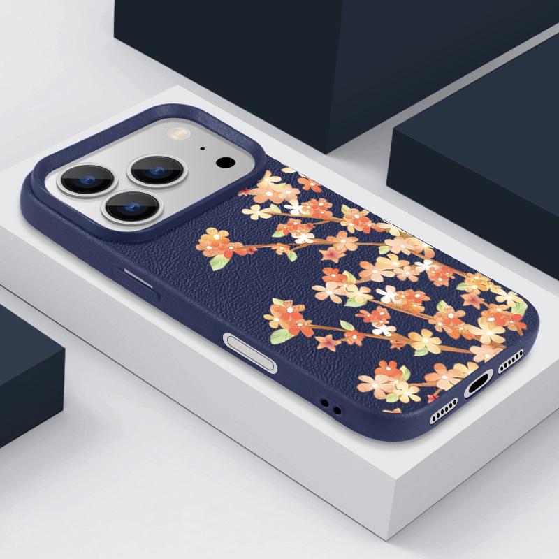 Чехол с цветочным узором «Цветы апельсина» для iPhone 17 Pro Max Funda iPhone 16 Pro Max 15 14 13 12 11 Air 16E Силиконовая накладка с текстурой кожи