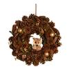 Gold Glitter Pinecone Wreath with Owl 38cm