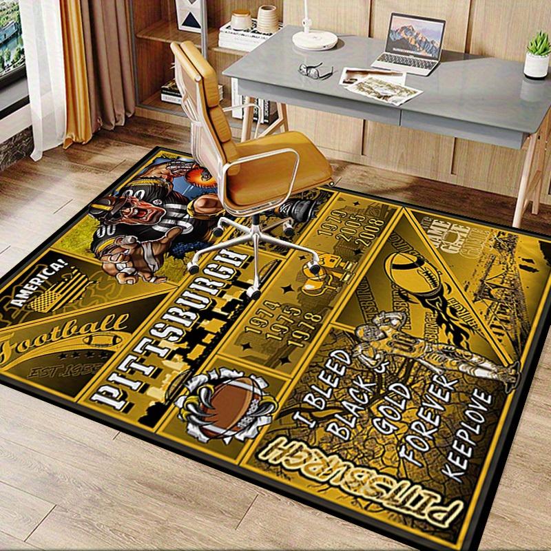 Office Carpet Pittsburgh Steelers Inspired Football Fan Gift Sofa Rug, Chair Mat for Protect