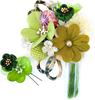 Hair Ornament Set Furisode Ceremony Tsumami Craft Crepe 2-piece Coming-of-age Kk-094 (green)
