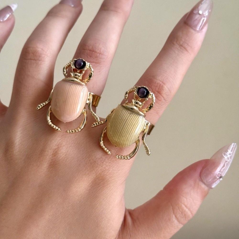Enamel Beetle Opening Ring Punk Style Enamel Beetle Ring Vintage Retro Insect Ring  Friend