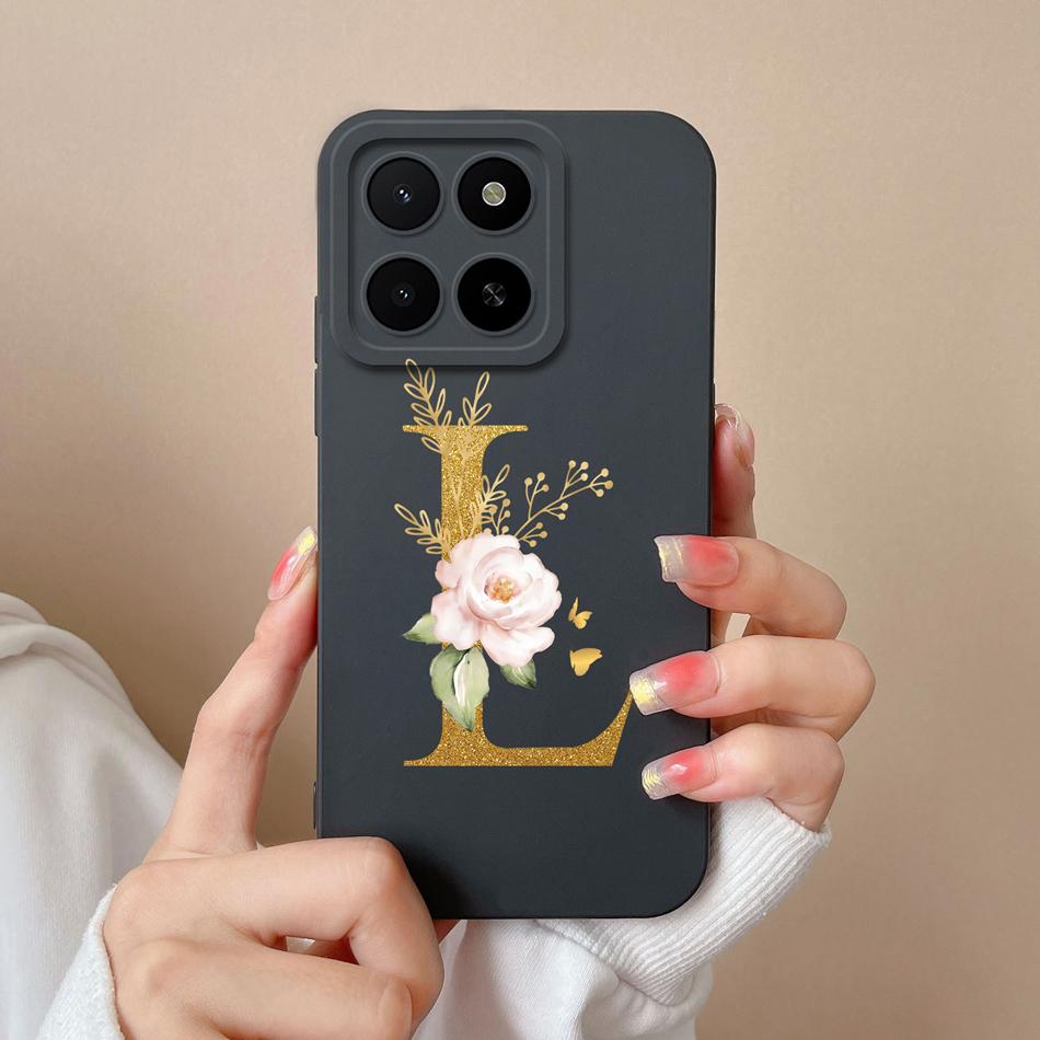 Для Honor X5B Plus X5 Чехол Простая Буква Имени Мягкий Гладкий Жидкий Силикон Ударопрочная Задняя Крышка Телефона Для Honor X 5 X5bPlus Capa