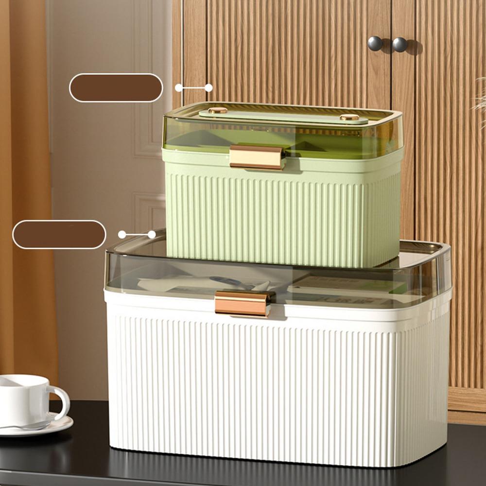 Emergency Preparedness PP Medicine Box White Color Durable First Aid Case Big Capacity 2 Tiers Double Layer Container Household