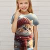 Chubby Cat In The Snow Graphic Short Sleeve T-shirt Breathable Pullover For Girls Summer Gift Sports
