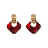 Silver needle pleated rhombus pendant earrings retro court style temperament versatile earrings light luxury high-end earrings