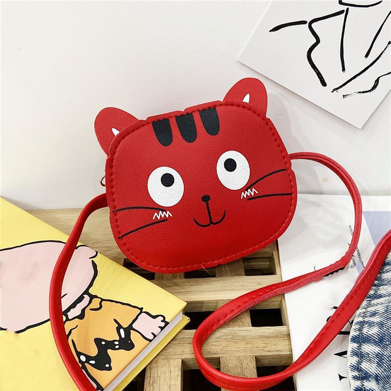 Baby Girls PU Leather Small Shoulder Crossbody Bags Cute Cat Kids Coin Purse Wallet Fashion Children's Mini Handbags