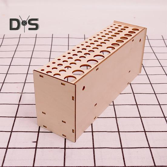 Wooden Paint Brush Holder 67 Hole Pen Rack Wall-mounted Artist Brush Organizer Desk Artist Tool Organizer