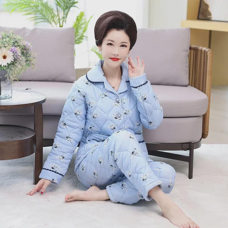 Стеганая фланелевая пижамная куртка - уютный зимний кардиган для женщин среднего и пожилого возраста