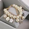 Horse Flower Charm Women Bracelet Faux Pearl Party Bangle Gift Jewelry
