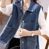 Vintage Women Denim Vest Jacket Spring Summer Sleeveless Casual Top Blue Jean Waistcoat Coat Lady Oversize Pocket Outerwear