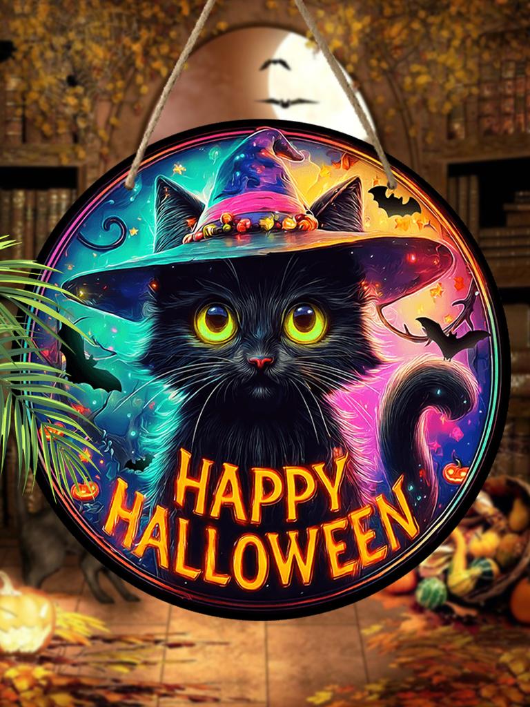 2D Flat Wooden Hanging Decorative signs,Halloween Decorations, Family Wall or Door Decorations,garden decorations,Halloween Gifts for Friends