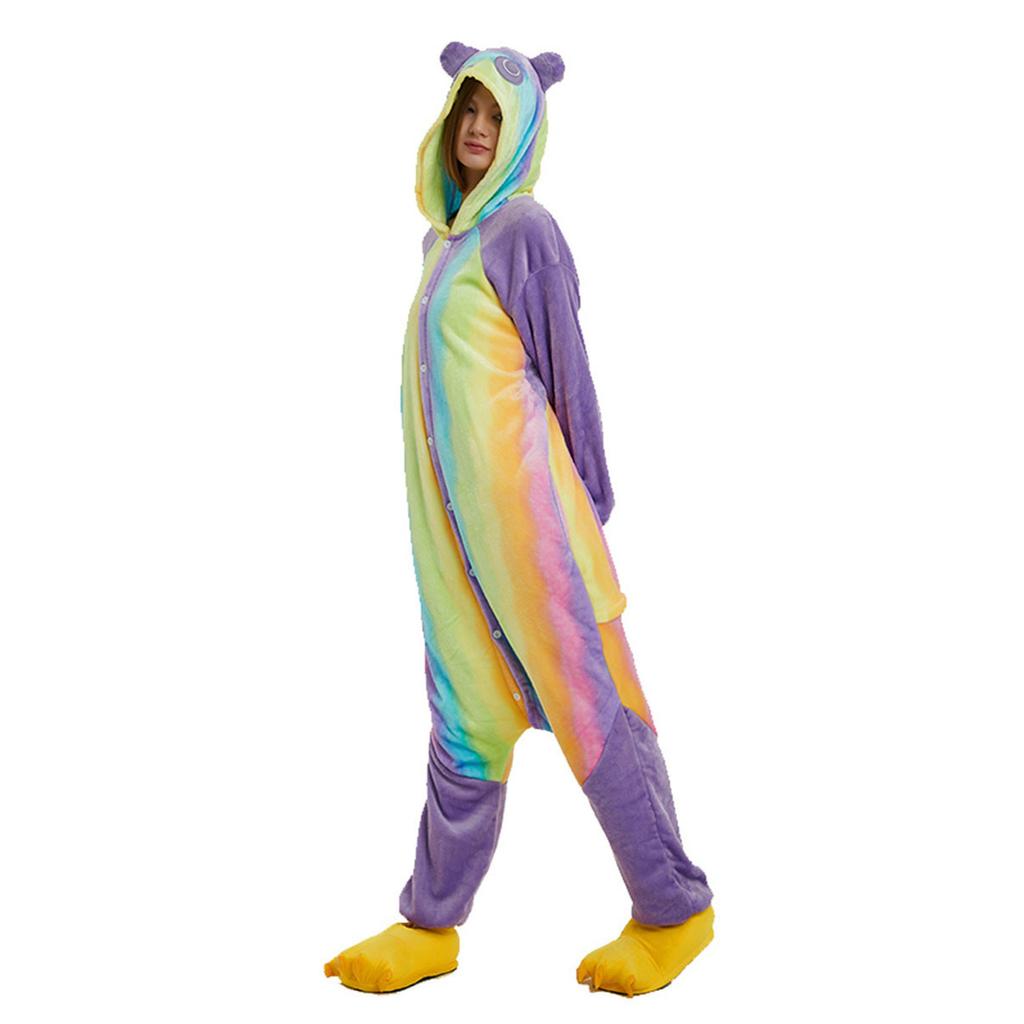 Women Flannel Cartoon One-Piece Pajamas Keep Warm Pajamas