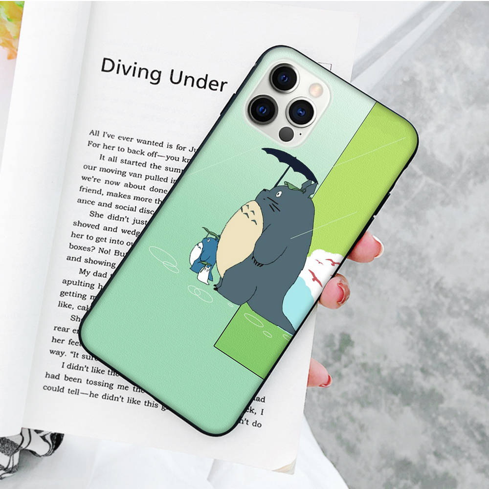 JW56 Cute Totoro Anime Black Soft Case for OPPO Reno 8 6 5 4 Pro Plus Find X3 A17 A3 A31 A38 A40 A53 A54 A55 A74 A76 A78 A77 A80 A94 A95 A96 Lite