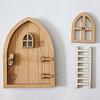 DIY Двойное Окно Деревянная Рама Кукольный Дом Окно Кукольная Мебель Двери Домашние Модели Украшения