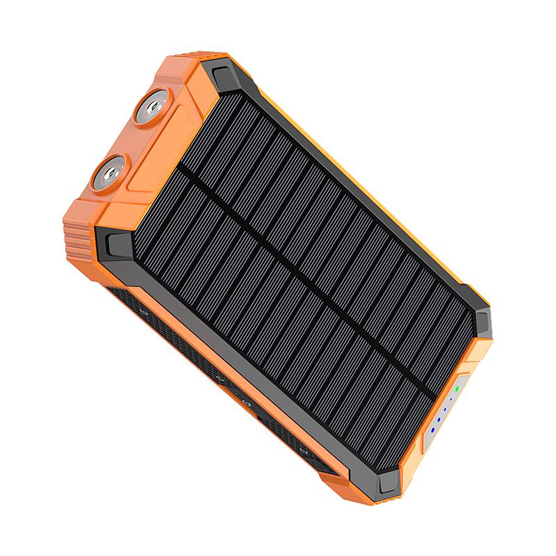 Солнечная мобильная батарея Power Bank 20 000 мАч, 5 В, 3 А, высокая мощность, со встроенными кабелями и беспроводной зарядкой 5 Вт