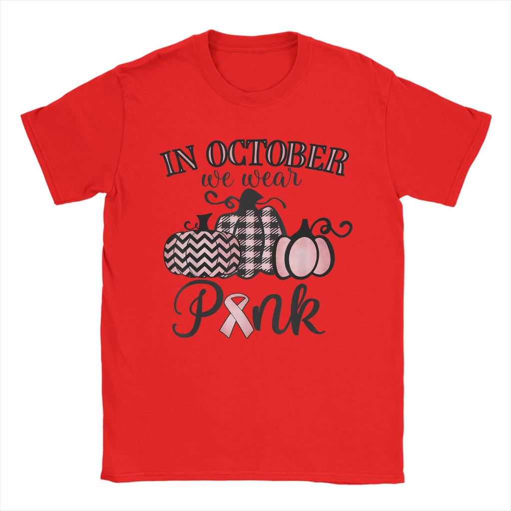 Мужские футболки 'В октябре мы носим розовое' на День благодарения, для осведомленности о раке груди, хлопковые футболки, летние, Y2K, с коротким рукавом, больших размеров