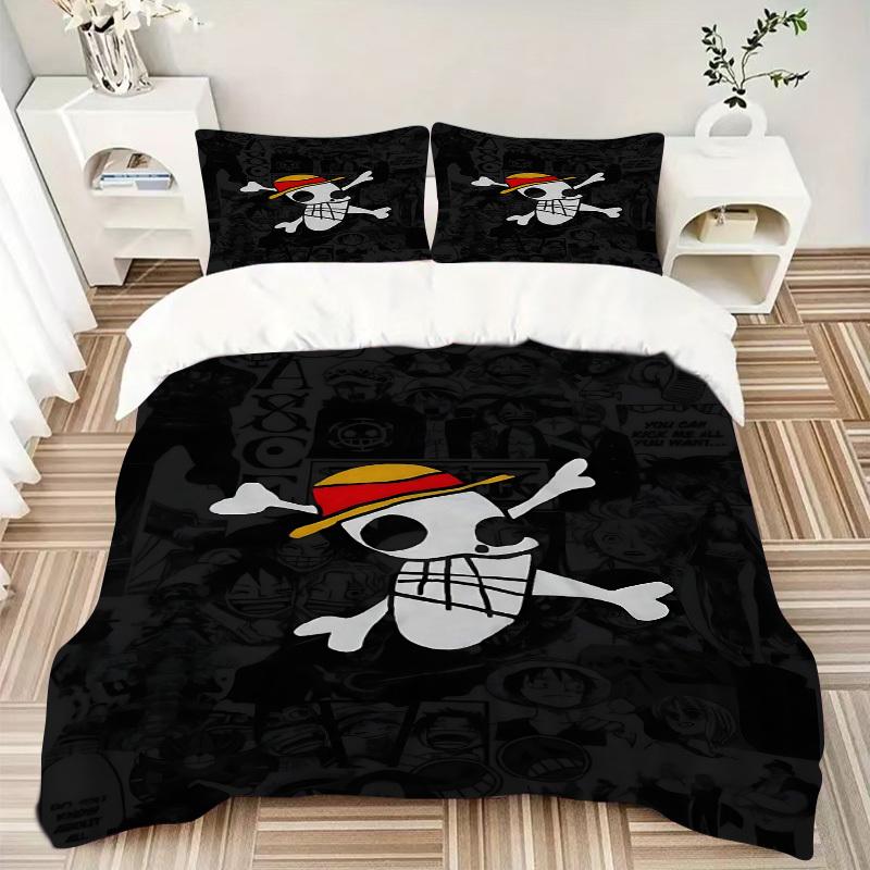 3pcs bedding set ONE PIECE Skull Includes 1 Comforter + 2 Pillowcases, Without Pillow Inserts, Soft Comfortable, Lightweight Breathable, Pri